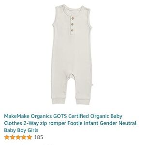Makemake Organics Cream Onesie, Sz 6-12 month